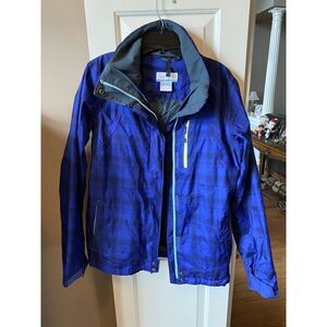Columbia Interchange Zip Up Blue Plaid‎ Jacket Size Medium Omni-Tech